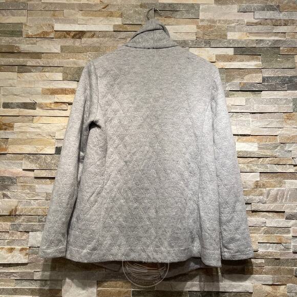 Lilly Pulitzer Brea Wrap Cardigan M | Heather Gray Lurex Jacquard Shawl Collar - Picture 2 of 6